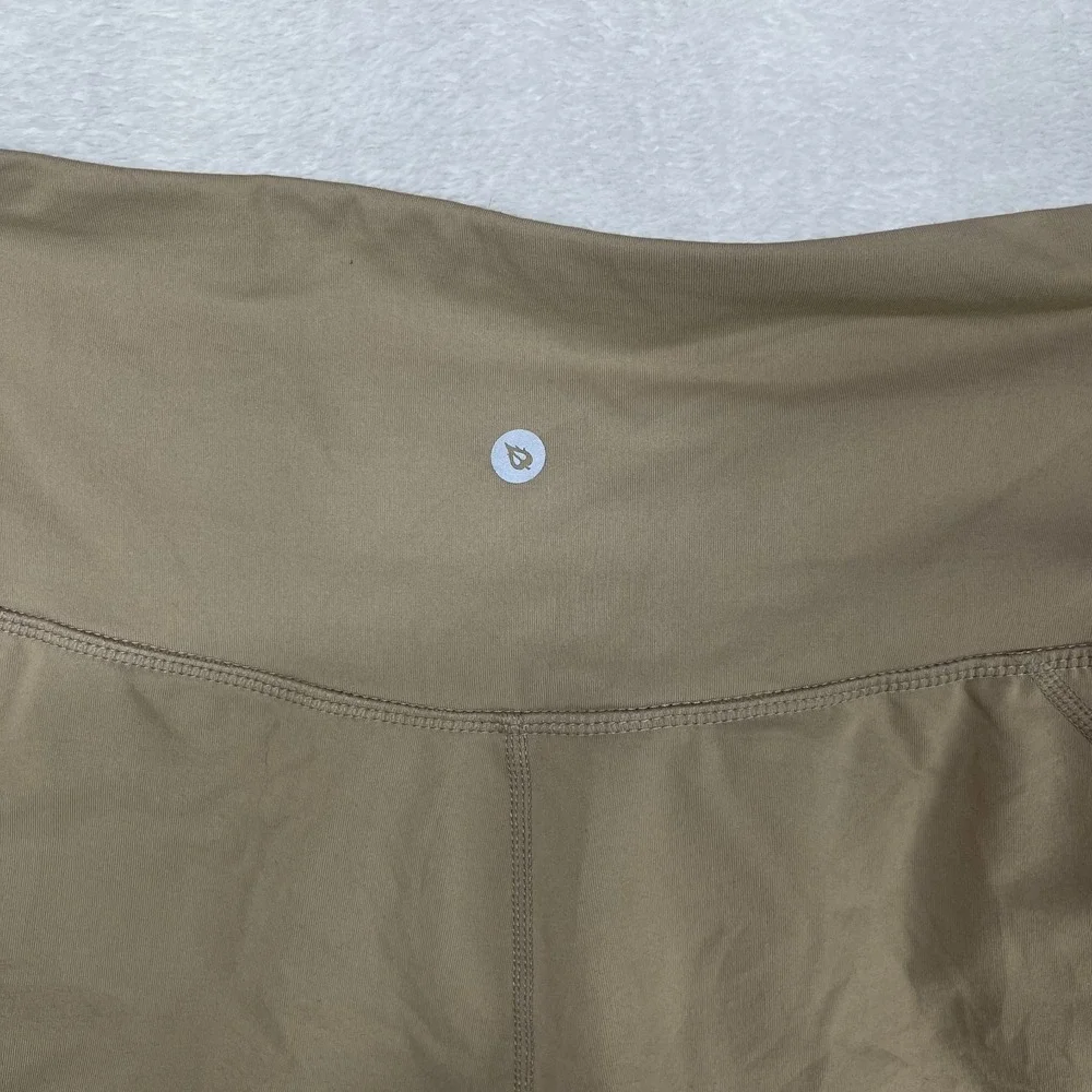 Women's Flare Yoga Pants Tan Brown High Rise Crossover Waist‎ Athleisure - 30x26